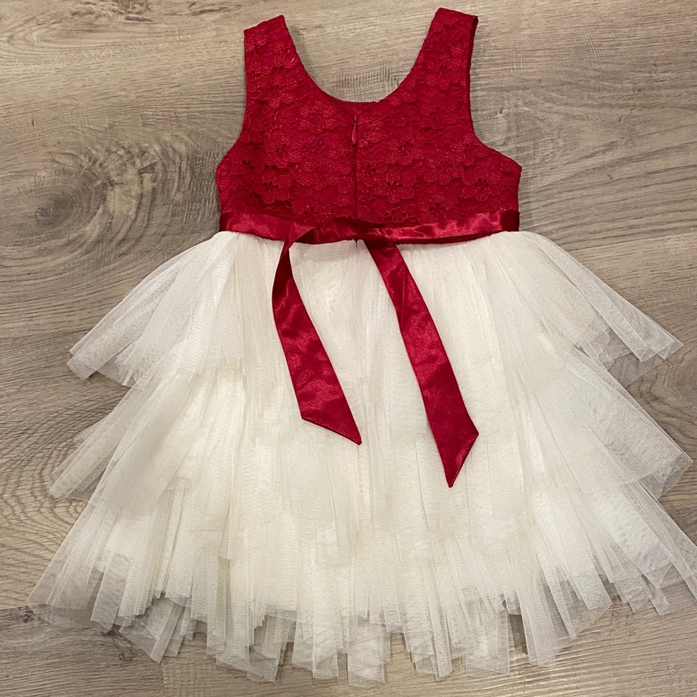 American Princess 2T Red Lace Tulle Dress - Picture 7 of 8